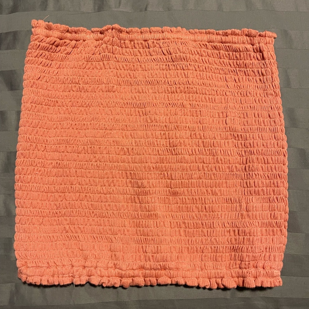 Orange ruched tube top